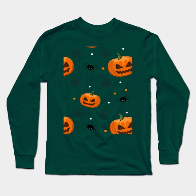 Halloween Pattern Long Sleeve T-Shirt by DragonTees